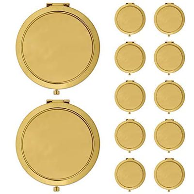 Andaz Press DIY Blank Party Favors for Do It Yourself Bulk Wholesale Gifts, Gold Compact Mirrors, 12-Pack, Baby Bridal Shower Birthday Wedding Thank You