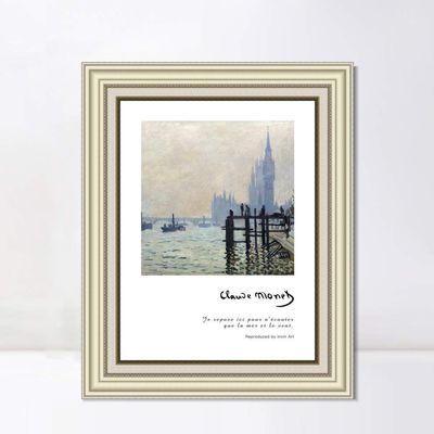 INVIN ART Framed Canvas Art Giclee Print Series#009 by Claude Monet Wall Art Living Room Home Office Decorations(Beige Color Frame with Linen Liner,20"x24")