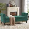 ALISH Modern Storage Bench with Arms Button Tufted Bed Bench with Storage Entryway Bench for Living Room Bedroom Green view 3