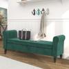 ALISH Modern Storage Bench with Arms Button Tufted Bed Bench with Storage Entryway Bench for Living Room Bedroom Green view 4