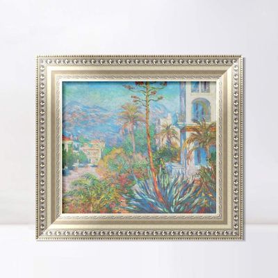 INVIN ART Framed Canvas Art Giclee Print Antibes,Villas at Bordighera(1884) by Claude Monet Wall Art Living Room Home Office Decorations(European Style Silver Frame,20"x24")