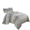 Chezmoi Collection Colby 3-Piece Western Quilt Set - Geometric Tribal Ivory Navy Brown Red Printed Pre-Washed Reversible Microfiber Bedspread Set, King Size view 2