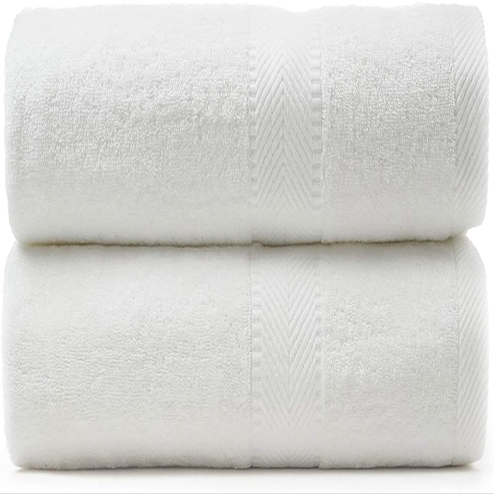 BY LORA Terry CottonTurkish Bath Towel Sheet, Set of 2, White