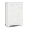 Tangkula White Bathroom Cabinet, Freestanding Wooden Storage Cabinet w/Large Drawer & Cabinet, 2 Doors, 3 Heights Adjustable Shelf, Bathroom Storage for Living Room Kitchen (White) view 1