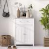 Tangkula White Bathroom Cabinet, Freestanding Wooden Storage Cabinet w/Large Drawer & Cabinet, 2 Doors, 3 Heights Adjustable Shelf, Bathroom Storage for Living Room Kitchen (White) view 4