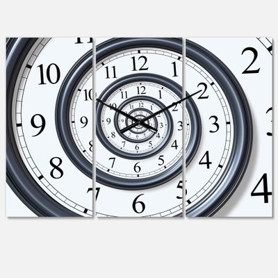 Designart Time Spiral Analog Wall Wall Art Design Modern 3 Panel Wall Decorative Clock - Home Decorations for Home, Living Room,Bedroom, Office Decoration Multi Panel Metal Wall Clock