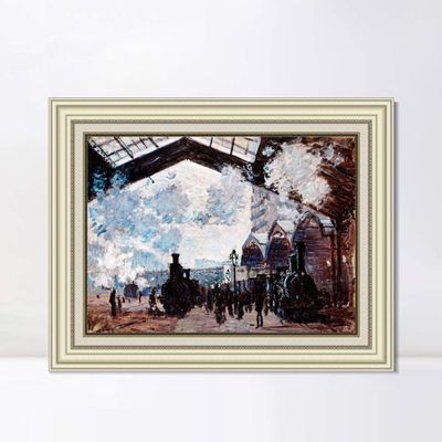 INVIN ART Framed Canvas Art Giclee Print Series#043 by Claude Monet Wall Art Living Room Home Office Decorations(Beige Color Frame with Linen Liner,20"x24")