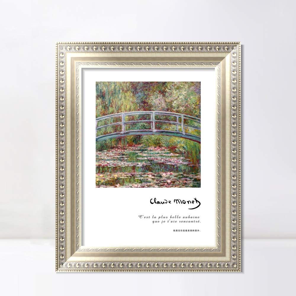 INVIN ART Framed Canvas Art Giclee Print Series#023 by Claude Monet Wall Art Living Room Home Office Decorations(European Style Silver Frame,20"x24")