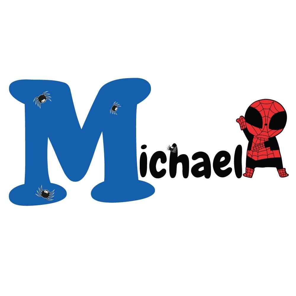 Spider Name Wall Decal Personalized Vinyl Sticker for Nursery, Kids Room, Car & Laptop | Multiple Font Styles