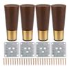 Wooden Sofa Legs Furniture Wooden Support Legs with Pure Copper Foot Set of 4 Walnut Color 10/12/15/18cm (15cm) view 1