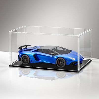 LASOA 12x8x6 in Acrylic Display Case, 2.0mm Thick Dustproof Display Box with Glossy Black Base & LED Light, UV-Resistant Showcase for Action Figures and Collectibles