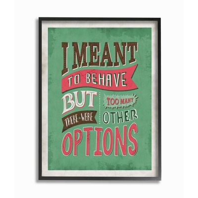Stupell Industries Too Too Many Options Funny Word Red Green Design Framed, Multi-Color