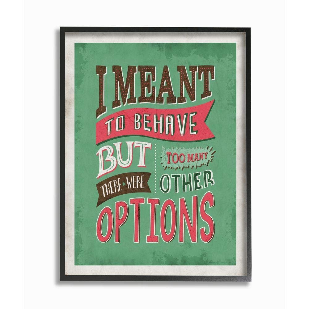 Stupell Industries Too Too Many Options Funny Word Red Green Design Framed, Multi-Color