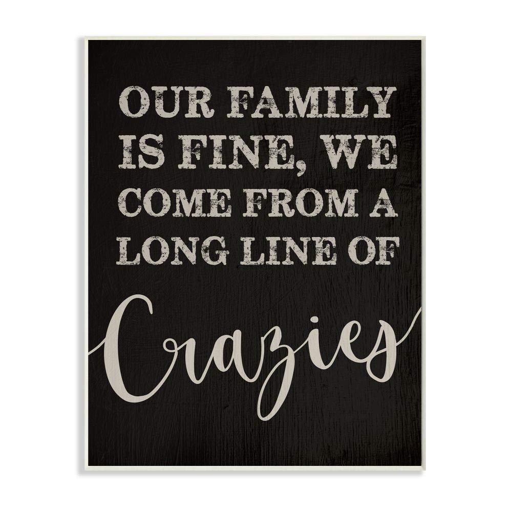 Stupell Industries Family of Crazies Funny Wood Texture Word Black Design Wall Plaque, Multi-Color