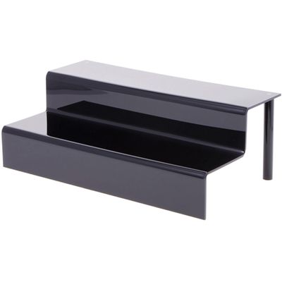 Plymor Black Acrylic 2-Step Display Stairs, 6.25" H x 18" W x 10.5" D