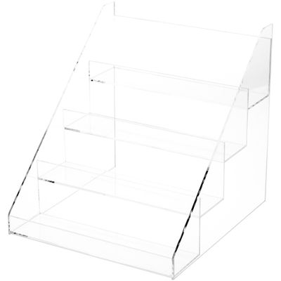 Plymor Clear Acrylic Flanged Display Stairs, 10" H x 10.1875" W x 11" D