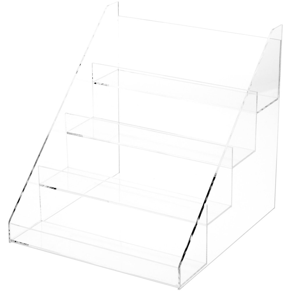 Plymor Clear Acrylic Flanged Display Stairs, 10" H x 10.1875" W x 11" D