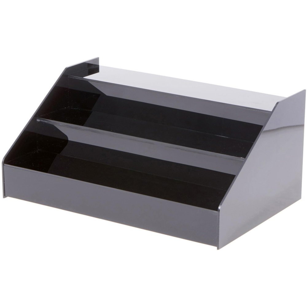 Plymor Black Acrylic 3-Step Open Front Display Stairs, 9.25" H x 14.25" W x 6.5" D
