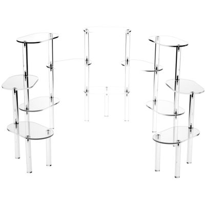 Plymor Clear Acrylic Oval 12-Platform Multi-Item Display Riser, 14.75" H x 55" W