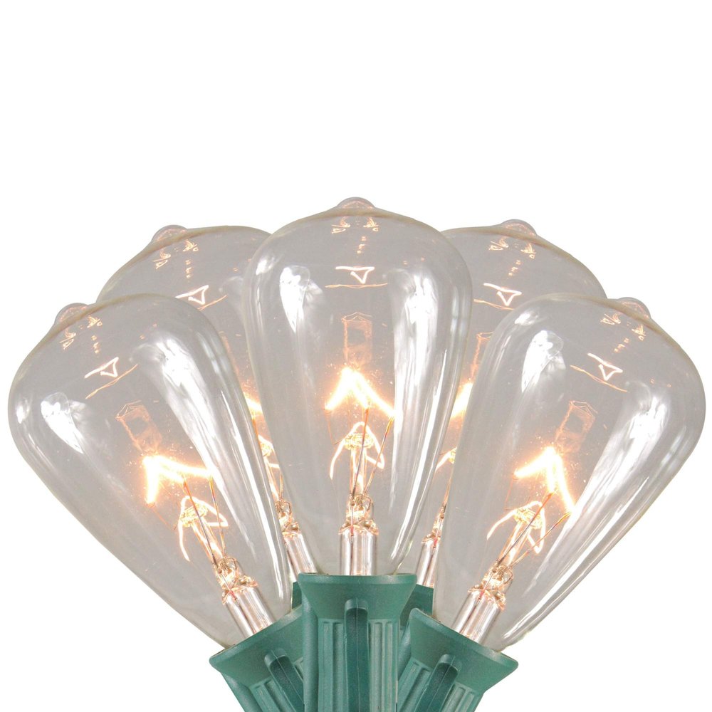 Northlight Edison Glass Indoor Outdoor Patio Light Set - Clear - 9' Green Wire - 10ct