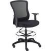 Global Industrial Interion Mesh Back Task Stool with Adjustable Arms, High Back, 3" Thick Fabric Seat, 5-Star Base with Swivel Casters, 350 Lbs Capacity, Black view 1