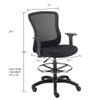 Global Industrial Interion Mesh Back Task Stool with Adjustable Arms, High Back, 3" Thick Fabric Seat, 5-Star Base with Swivel Casters, 350 Lbs Capacity, Black view 2