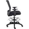 Global Industrial Interion Mesh Back Task Stool with Adjustable Arms, High Back, 3" Thick Fabric Seat, 5-Star Base with Swivel Casters, 350 Lbs Capacity, Black view 3