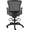Global Industrial Interion Mesh Back Task Stool with Adjustable Arms, High Back, 3" Thick Fabric Seat, 5-Star Base with Swivel Casters, 350 Lbs Capacity, Black view 4