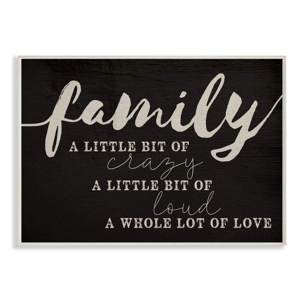 Stupell Industries 'Family Crazy Loud Love Inspirational Word Black Design', Wall Plaque Art, 15 x 10 Inches, Easy to Hang and Sturdy, Made in USA, by Lil' Rue