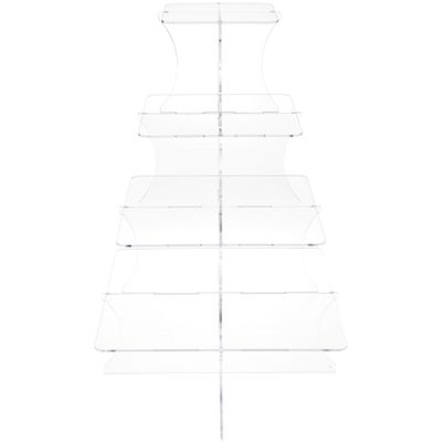 Plymor Clear Acrylic Graduated 4-Tiered Square Display Riser, 16" H x 11.5" W