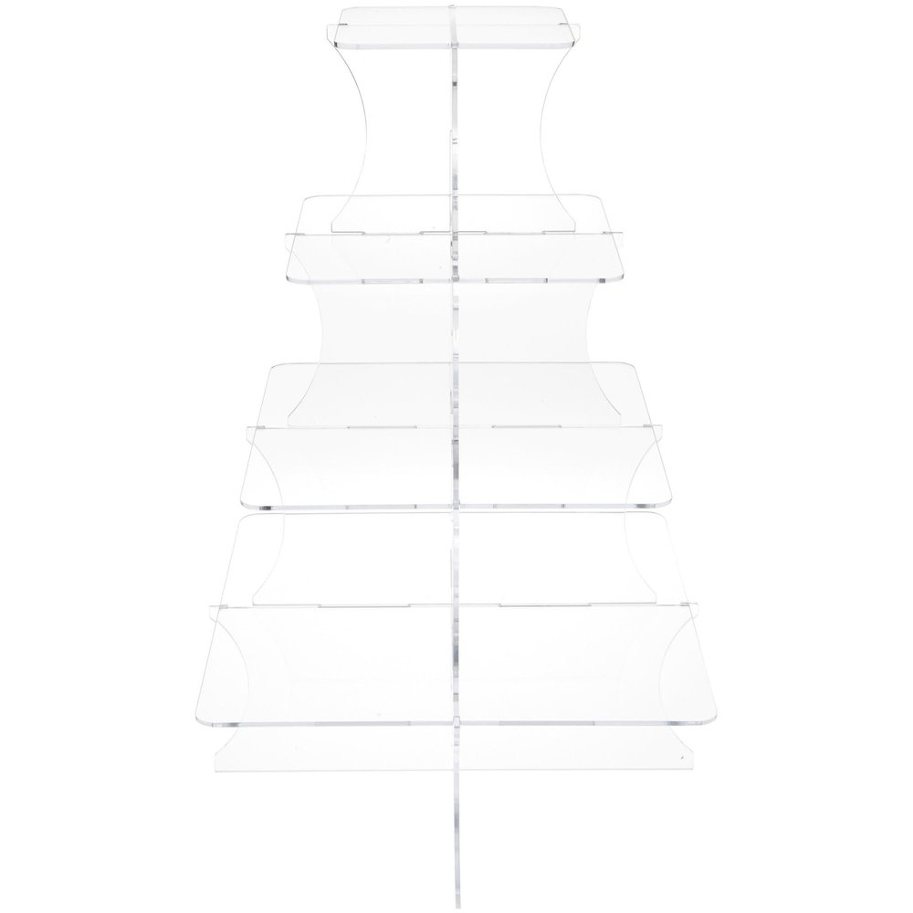 Plymor Clear Acrylic Graduated 4-Tiered Square Display Riser, 16" H x 11.5" W