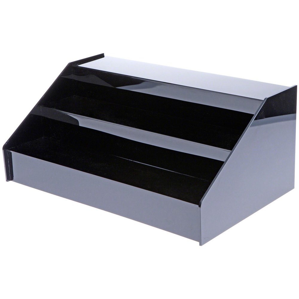 Plymor Black Acrylic 3-Step Open Front Display Stairs, 11" H x 18.5" W x 7.75" D