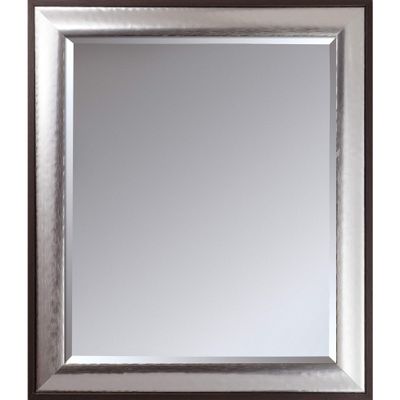 La Pastiche Magnesium Silver Mirror, 29.25" x 25.25", Steel, Natural Wood