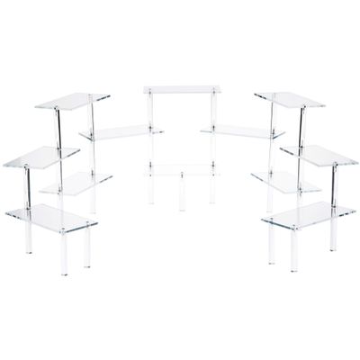 Plymor Clear Acrylic Rectangular 12-Platform Multi-Item Display Riser, 14.375" H x 73" W