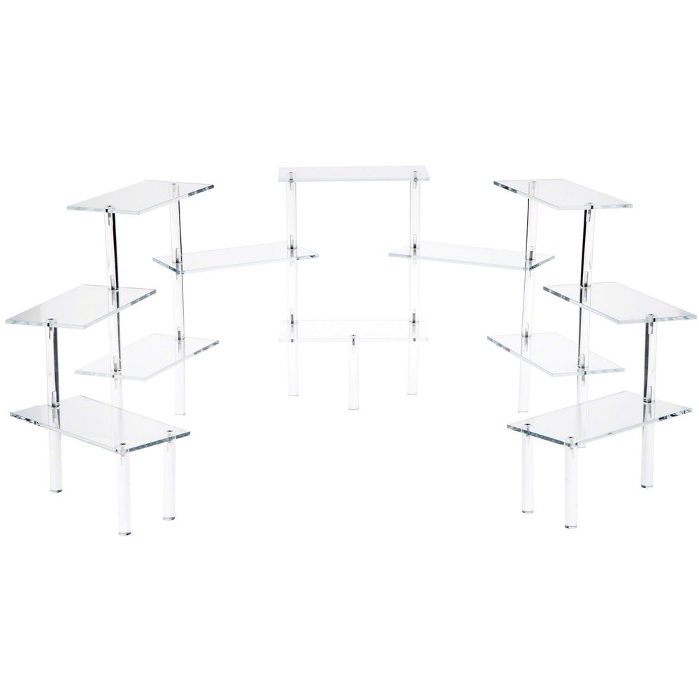 Plymor Clear Acrylic Rectangular 12-Platform Multi-Item Display Riser, 14.375" H x 73" W