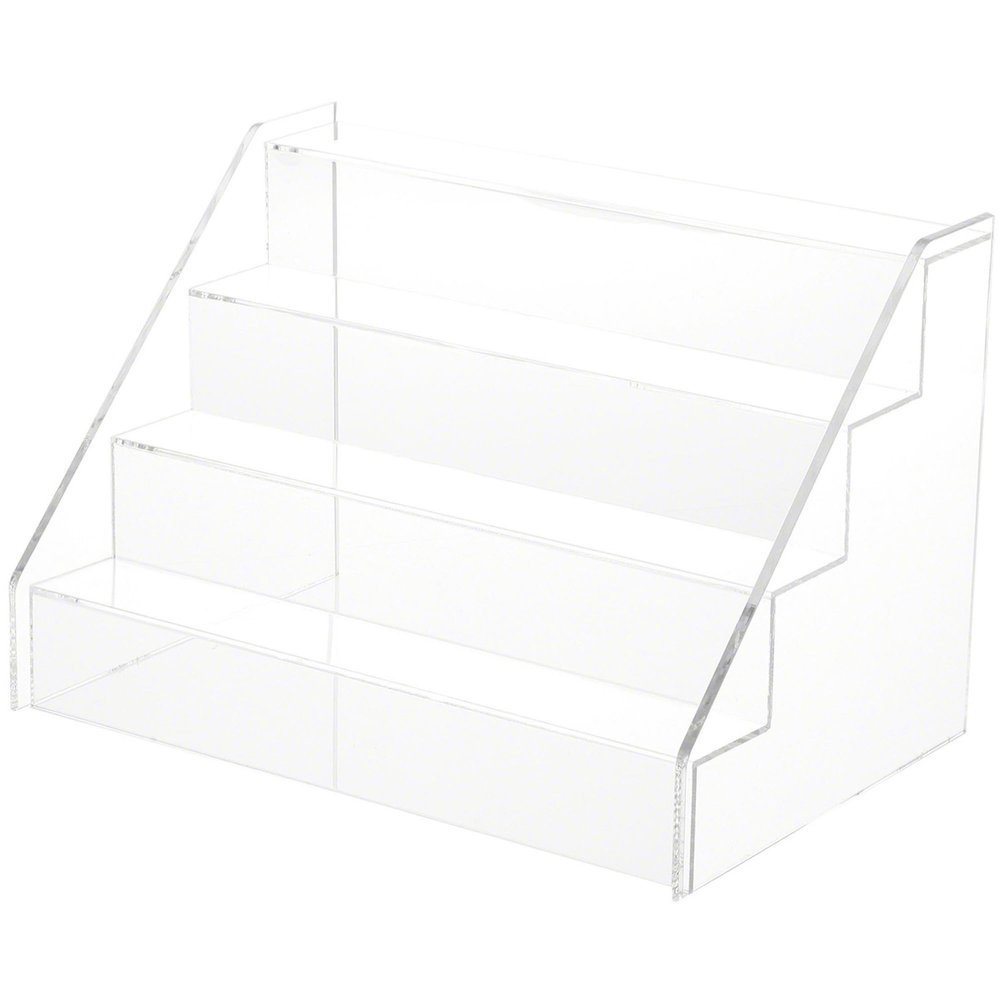 Plymor Clear Acrylic 4-Step Open Front Display Stairs, 18.25" W x 12.375" D x 12.375" H