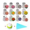 Russian Piping Tips Set, 14pcs Cake Cupcake Decorating Supplies Kit, Tulip Icing Nozzles Flowers Shaped, Frosting Bags and Tips Baking Supplies (1) view 1