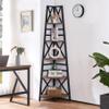 HOMBAZAAR 72 Inch Tall Corner Shelf, 5 Tier Corner Ladder Bookshelf, Tall Corner Bookcase with Metal Frame, Rustic Shelf Stand for Living Room, Bedroom, Office, Rustic Brown view 3