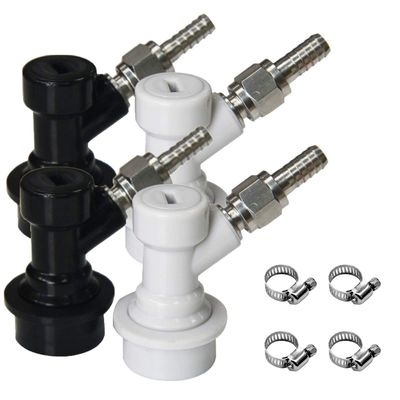 Ball Lock Keg Disconnect Set - LUCKEG Brand Ball Lock MFL Disconnects with Stainless Steel Swivel Nuts and Worm Clamp 2 Pairs