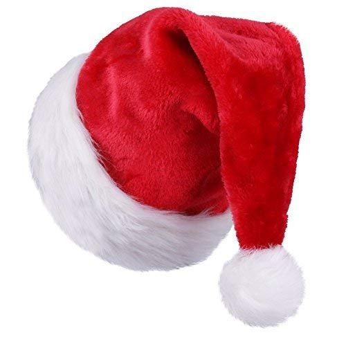 Extra Thicken Red and White Plush Santa Hat-Christmas Classic Hat for Child (Red
