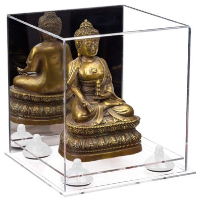 Better Display Cases Versatile Acrylic Display Case - Small Rectangle Box with Mirror, White Risers and Clear Base 8" x 8" x 8.5" (A015-WR)