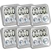 Elegant Digital Kitchen Timer Stainless Steel - Silver - Strong Magnetic Back - Kickstand - Loud Alarm - Large Display - Auto Memory - Auto Shut-Off - Model eT-26 (Silver 6-Pack) by eTradewinds view 1