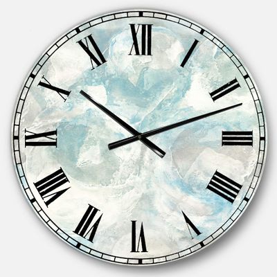 Designart Pale Blue Shade III Wall Art Design Nautical & Coastal Circle Wall Decorative Clock - Home Decorations for Home, Living Room, Bedroom, Office Decoration Round Metal Wall Clock