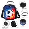7-Mi Portable Kids Lunch Box Bag, Reusable Insulated Lunch Tote Kids Boys Girls Washable Crossbody Lunch Container Food Carrier Football Printed For 36 months To 7 Years view 3