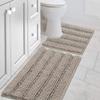 H.VERSAILTEX Bathroom Rugs Bath Rug Set 2 Piece Bathroom Contour Rug Toilet Mat Sets Non Slip Contour Bath Rug Ultra Thick Water Absorbent Striped Bath Mats Washable(20" x 32" Plus 20" x 20" U, Taupe) view 1