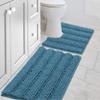 H.VERSAILTEX Bathroom Rugs Bath Rug Set 2 Piece Bathroom Contour Rug Toilet Mat Sets Non Slip Contour Bath Rug Ultra Thick Water Absorbent Striped Bath Mats(20" x 32" Plus 20" x 20" U, Turquoise Blue) view 1