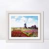 INVIN ART Framed Canvas Art Giclee Print Fields of Tulip With The Rijnsburg Windmill by Claude Monet Wall Art Living Room Home Office Decorations(Modern Simple White Frame with Mat,20"x24") view 1
