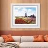 INVIN ART Framed Canvas Art Giclee Print Fields of Tulip With The Rijnsburg Windmill by Claude Monet Wall Art Living Room Home Office Decorations(Modern Simple White Frame with Mat,20"x24") view 2