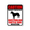 Honey Dew Gifts No Trespassing Signs, Caution Property Protected by Australian Cattle Dog with Attitude 9 inch by 12 inch Metal Aluminum Dog Sign, Made in USA, HDG-1294 view 1