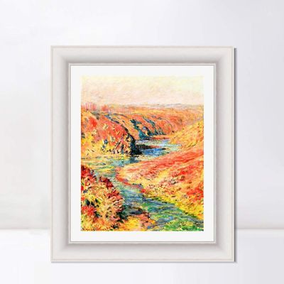 INVIN ART Framed Canvas Art Giclee Print The Valley of the Creuse at Fresselines, 1889 by Claude Monet Wall Art Living Room Home Office Decorations(Modern Simple White Frame with Mat,20"x24")